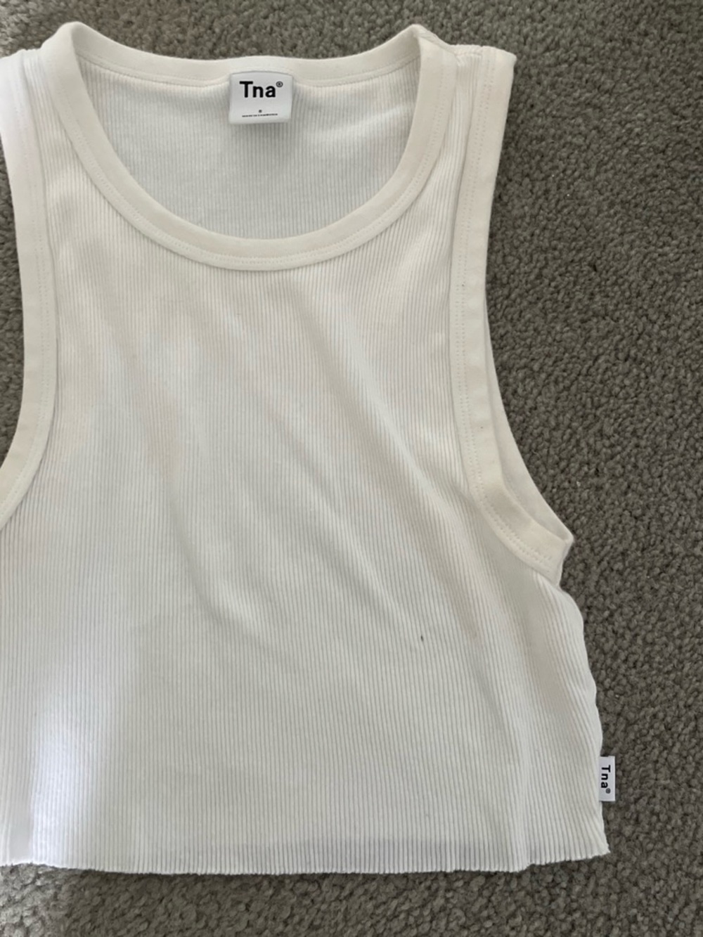 TNA Cream Ribbed Cropped Tank Top